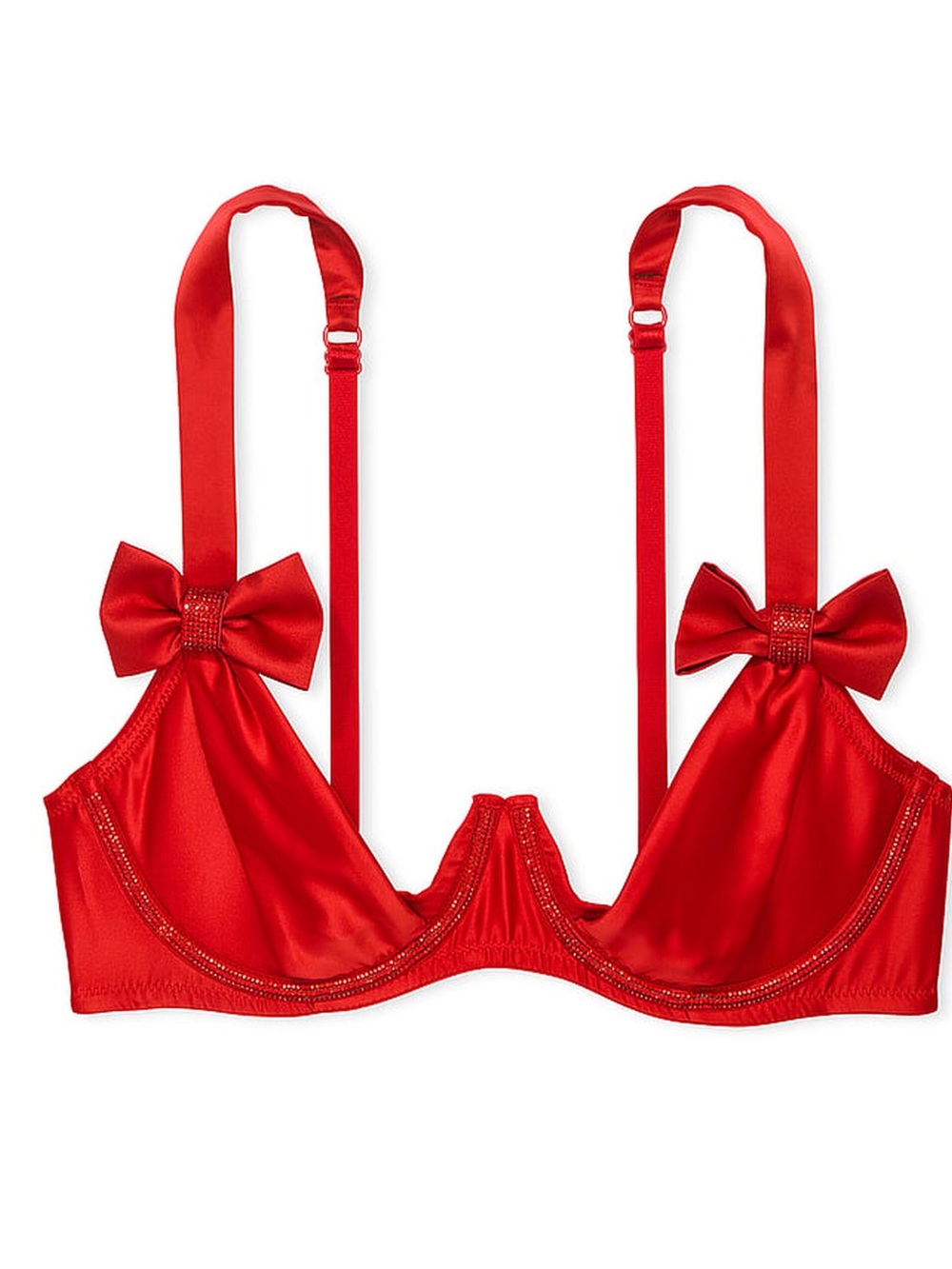Victoria's Secret Dream Angels Wicked Twinkle Bows Satin Open-Cup Balconette Bra